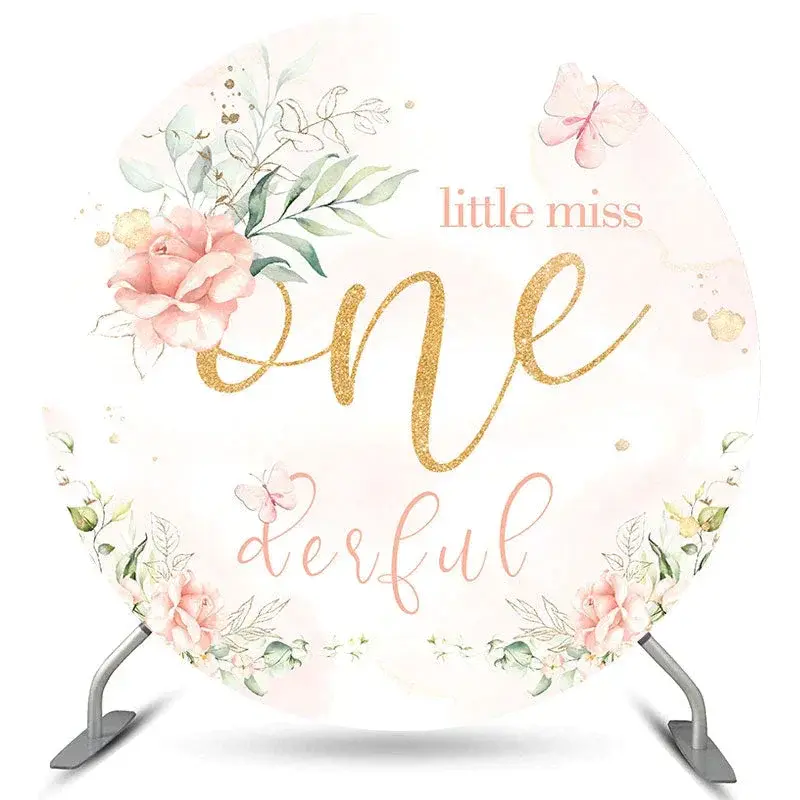 (Clearance | Ship In 24HR) 1.8M Little Miss Onederful Happy Birthday Circle Backdrop