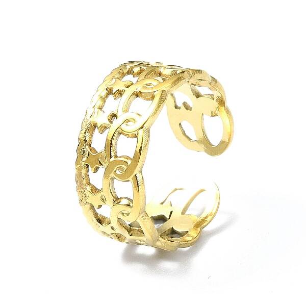 Ion Plating(IP) 304 Stainless Steel Star Open Cuff Ring