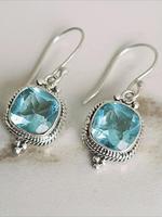 Blue Cubic Zirconia Decor Dangle Earrings, Boho Style Jewelry for Women, Trendy All-match & Exquisite Jewelry for Birthday Gi...