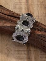 Vintage Fashion Black Turquoise Decorated Bangle, Boho Style Jewelry for Women & Men, Trendy All-match & Exquisite Jewelry fo...