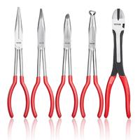 VEVOR 5-Piece Needle Nose Pliers, 11 in Long Needle Nose Pliers Set, Diagonal Cutting Pliers, 45°/ 90° Bent Nose Plier, Rou...