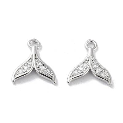 Brass Micro Pave Clear Cubic Zirconia Charms