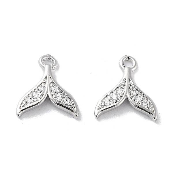 Brass Micro Pave Clear Cubic Zirconia Charms