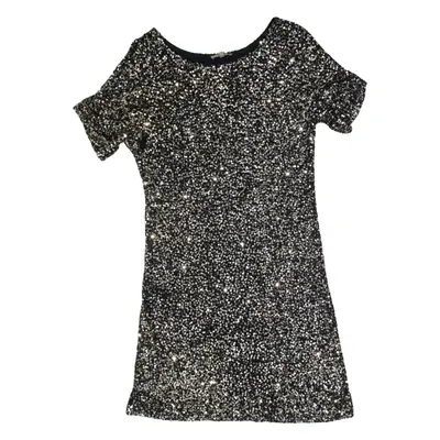 JIGSAW Sequins Womens Bodycon Dress Black Short Sleeve Knee Length S
