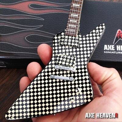 Rick Nielsen Checkered EXP 10 Inch Miniature Guitar Replica Collectible