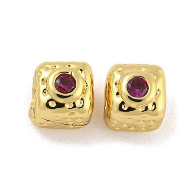 Brass Micro Pave Cubic Zirconia Beads