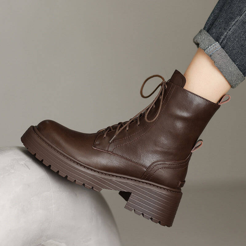 CHIKO Necha Round Toe Block Heels Ankle Boots