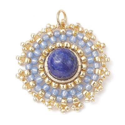 Natural Lapis Lazuli Flat Round Pendants