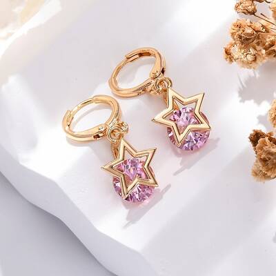 Brass Micro Pave Cubic Zirconia Leverback Earrings