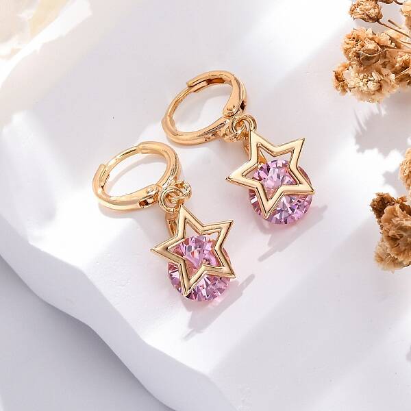 Brass Micro Pave Cubic Zirconia Leverback Earrings