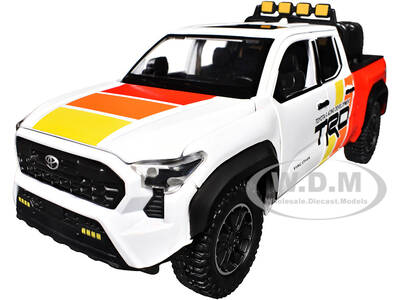 2024 Toyota Tacoma TRD Off Road Edition Pickup Truck White and Red with TRD Stripes with Sunroof and Wheel Rack Limited Editi...