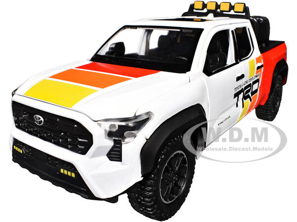 2024 Toyota Tacoma TRD Off Road Edition Pickup Truck White and Red with TRD Stripes with Sunroof and Wheel Rack Limited Editi...