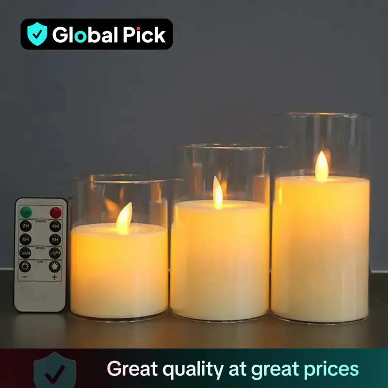 LED Electronic Candle Light, Battery Operated LED Candle Lights with Remote Control, Battery Powered LED Candle Lights for We...