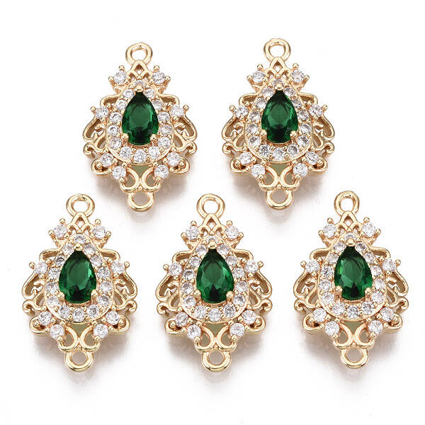 Brass Micro Pave Cubic Zirconia Links Connectors