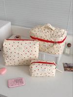 Heart Pattern Quilted Makeup Bag Set, Portable Zipper Makeup Organizer Pouch, Lightweight Storage Bag Makeup Holder, Travel T...
