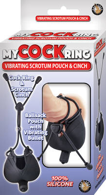 My Cock Ring Vibrating Scrotum Pouch & Cinch -  Black