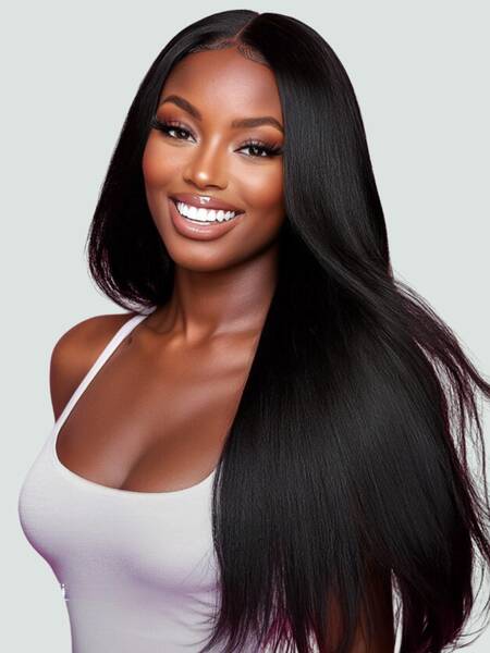 UNice EasiContour™ V Part Glueless Yaki Straight Wig With Invisi Drawstring 100% Human Hair 150% & 180% Density Super Secur...