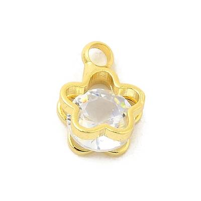 Real 18K Gold Plated Rack Plating Brass Micro Pave Cubic Zirconia Pendants Charms