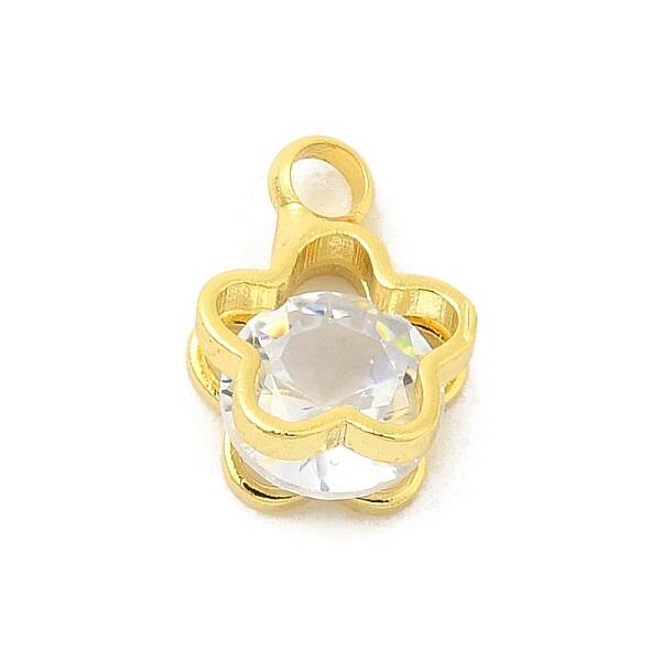 Real 18K Gold Plated Rack Plating Brass Micro Pave Cubic Zirconia Pendants Charms