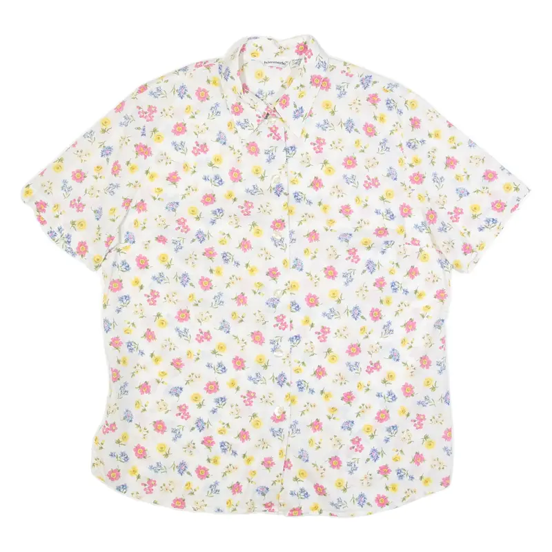 Womens Printed Blouse White Floral L