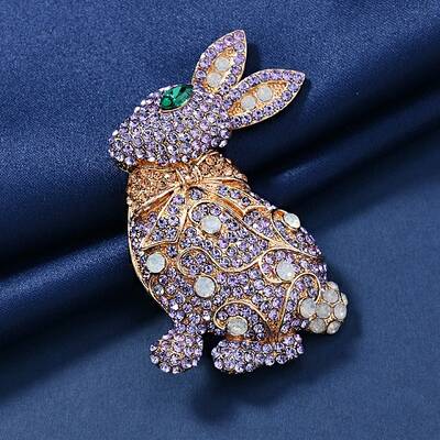 Rabbit Alloy Rhinestone Brooches for Backpack Clothes