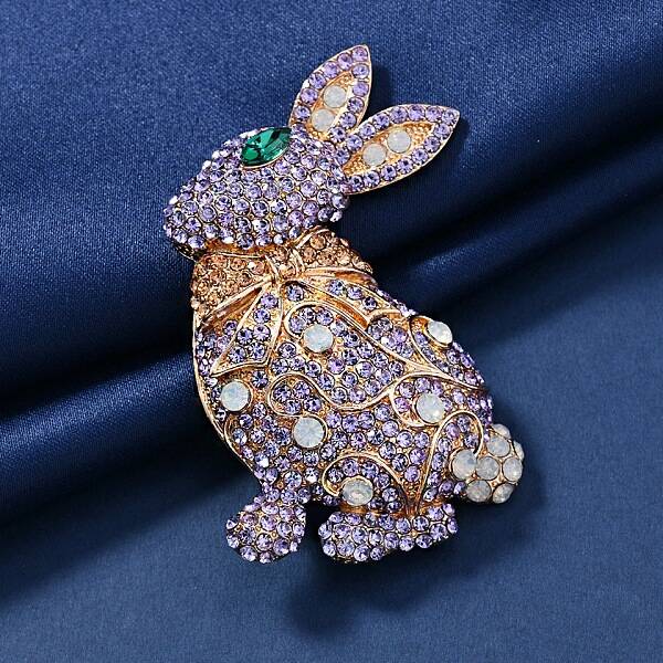 Rabbit Alloy Rhinestone Brooches for Backpack Clothes