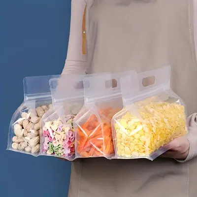 Clear Portable Food Storage Bag with Handle, 10pcs Reusable Leakproof Food Storage Bag, Food Storage Containers, Party Favor ...
