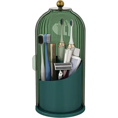 Dustproof Toothbrush Holders with Cover Rotating Electric Toothbrush and Toothpaste Holder for Bathroom Countertop 3 Slots Ma...