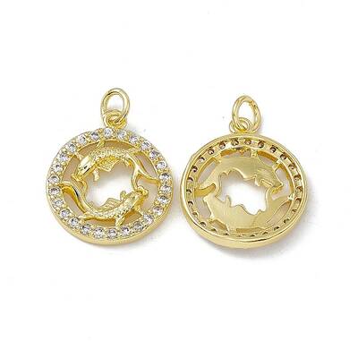 Real 18K Gold Plated Brass Micro Pave Clear Cubic Zirconia Pendants