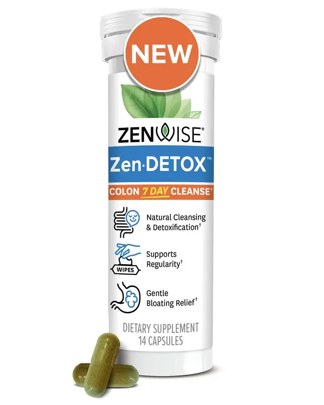 Zenwise Zen-DETOX 7 Day Cleanse Probiotic Blend for Digestive Health & Regularity Gentle Bloating Relief Natural Cleansing De...