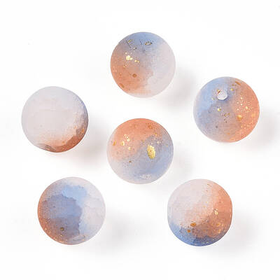 Frosted Baking Painted Crackle Glass Beads with Glitter Powder