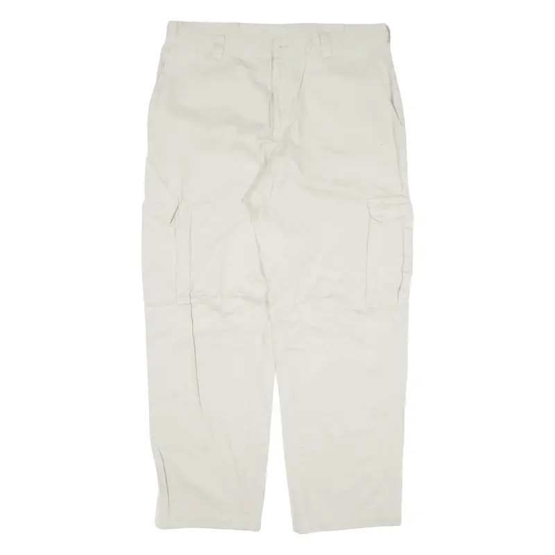 Cargo Mens Trousers Cream Loose Tapered W35 L29