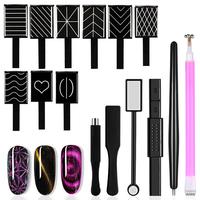 15Pcs Nail Magnet Set Cat Eye Gel Nail  Polish Magnet Wand Magnetic Nail Polish Cat Eye Magnet for Nails Cat EyE Nail Art Nai...