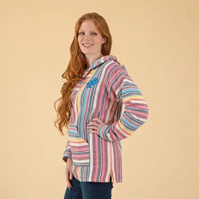 Paw & Flower Striped Baja Hoodie - XL