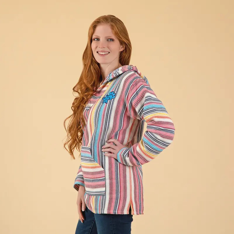 Paw & Flower Striped Baja Hoodie - XL