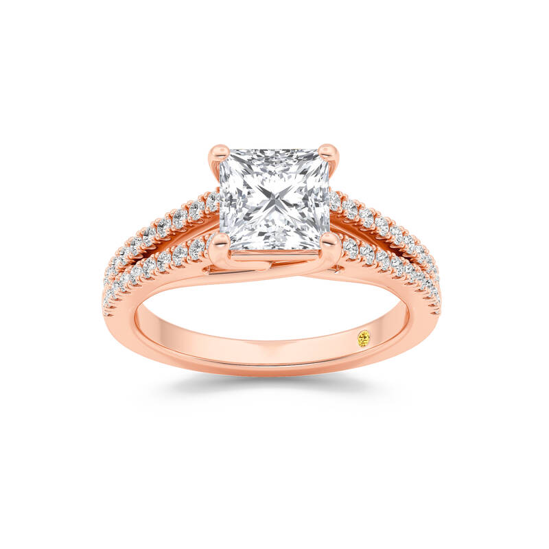 Nyx Split Shank Trellis Pavé Princess Cut Lab Grown Diamond Engagement Ring | 14K Rose Gold 3 1/2 CT. TW.