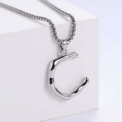 3Pcs Stainless Steel Textured Letter Pendants