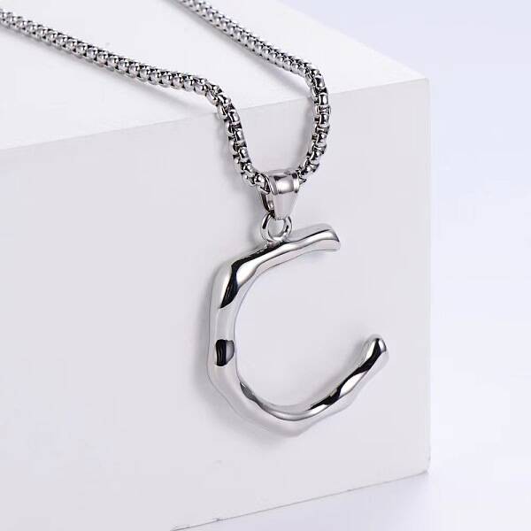 3Pcs Stainless Steel Textured Letter Pendants