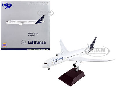 Boeing 787-9 Commercial Aircraft with Flaps Down Lufthansa White with Blue Tail Gemini 200 Series 1/200 Diecast Model Airplan...