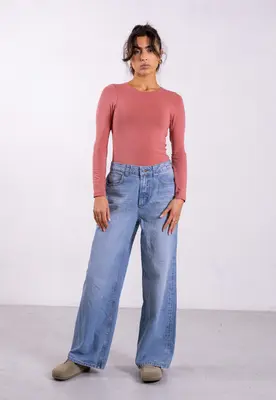 Organic Cotton Crew Long Sleeve T-Shirt, Pink Rose | Size: S