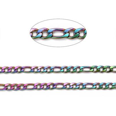 Ion Plating(IP) 304 Stainless Steel Figaro Chains