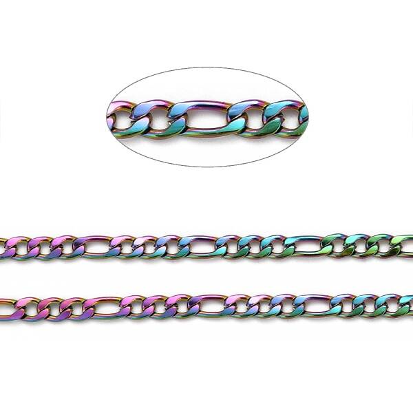 Ion Plating(IP) 304 Stainless Steel Figaro Chains