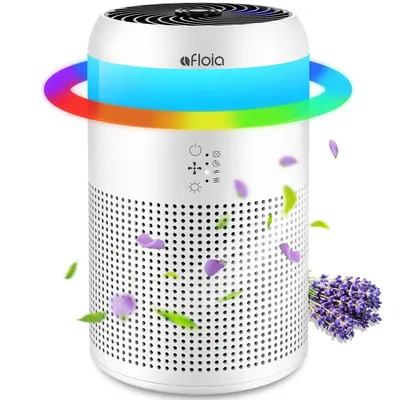 Afloia Demi Mini Air Purifiers for Bedroom with 7 Colors Light & Fragrance Sponge for Home Office Living Room, Small Desktop ...