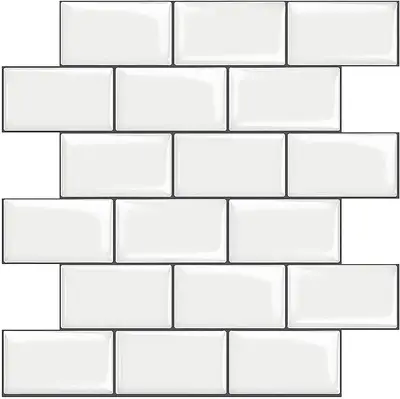 STICKGOO 10Pcs Subway Tiles Peel and Stick Backsplash, Modern Stick on Tiles Kitchen Backsplash (Thicker Design) - White Bath...