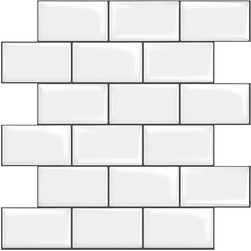 STICKGOO 10Pcs Subway Tiles Peel and Stick Backsplash, Modern Stick on Tiles Kitchen Backsplash (Thicker Design) - White Bath...