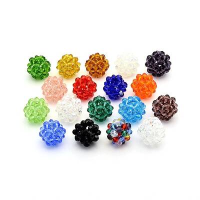 Transparent Glass Crystal Round Woven Beads