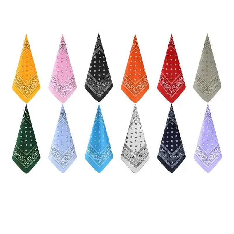 Paisley Print Bandana (12pcs/set), Square Neckerchief, Sports Head Wrap, Fashion Wristband, Outdoor Sports Accessories