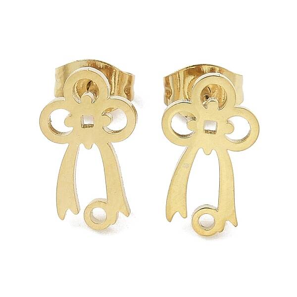 Bowknot Ion Plating(IP) 304 Stainless Steel Stud Earring Findings