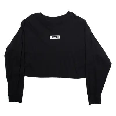 LEVI'S Cropped Womens T-Shirt Black Long Sleeve L