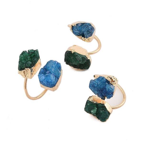 Dyed Natural Druzy Agate Finger Rings